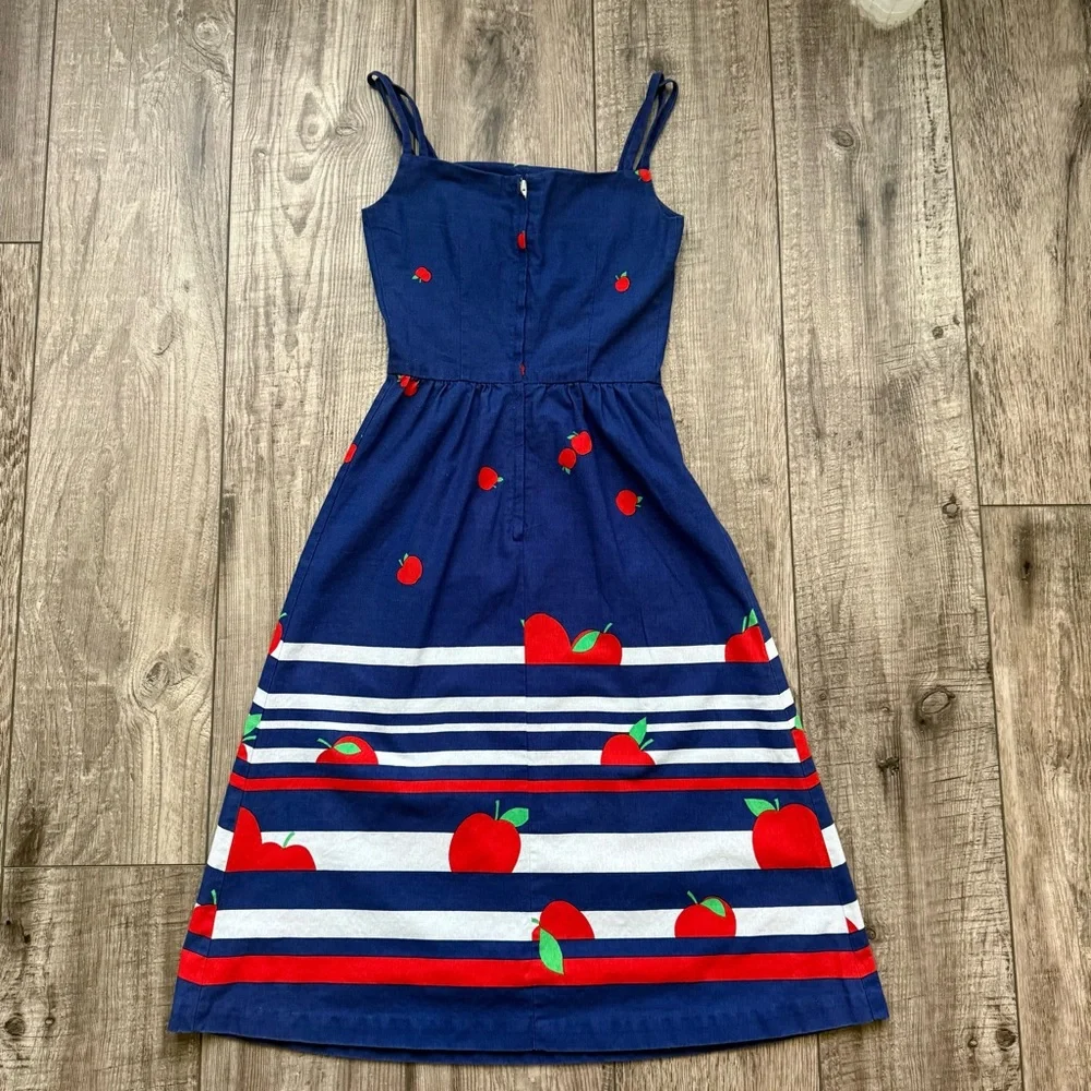 Vintage 1960s apple print Hawaiian barkcloth dress - Malia Honolulu - Picture 5 of 9
